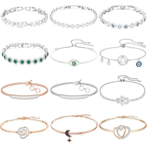 High-quality Swa Original Mixed Rose Double Love diamond Bracelet with Adjustable Crystal Bracelet Ornaments.silver 925 jewelry