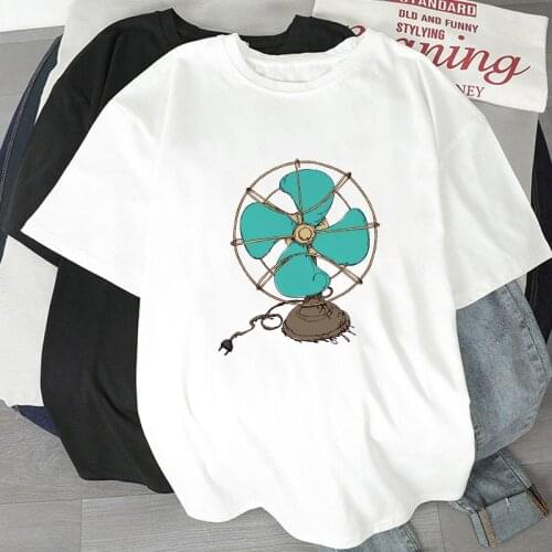 Womens T-shirt Summer Casual T shirt Cartoon Kawaii Fan Printed Lady T Shirt Short Sleeve Harajuku t-shirt femme