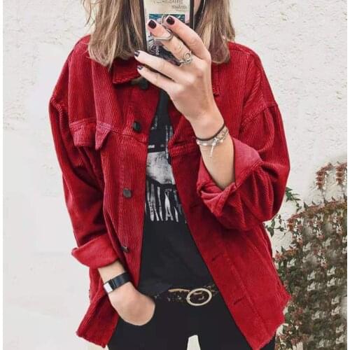 Corduroy Shirt Women Solid Color Long Sleeve Turn-Down Collar Casual Loose Fashion Tops Ladies Streetwear Shirt Vintage Clothes