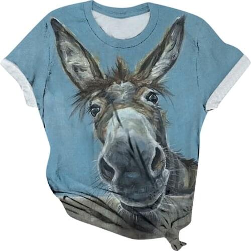 Women harajuku top women 2020 Plus Size Women Short Sleeve 3D Animal Printed O-Neck Top T-Shirt camiseta mujer Maglietta