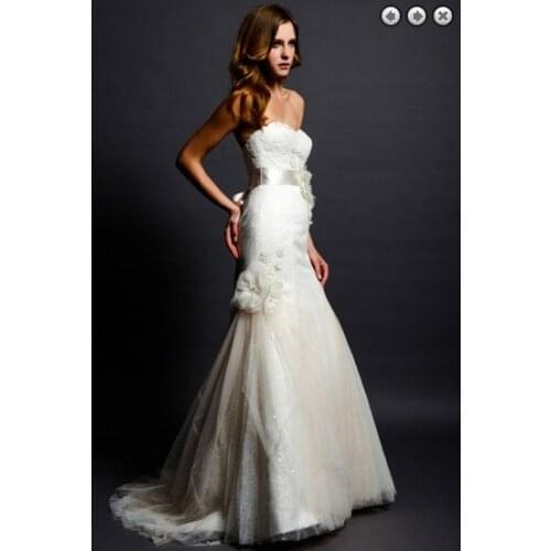 Free shipping new fashion 2017 bridal dress bride gown long dress Removable belt plus size designer lace wedding dress mermaid