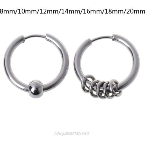 1Pair 8mm-20mm Titanium Steel Hip Hop Hoop Earring Cartilage Helix Piercing Earrings Jy15 20 Dropship