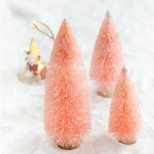 1 piece of decorative small Christmas tree cedar in sisal silk pink gold silver mini Christmas tree ornaments christmas gift