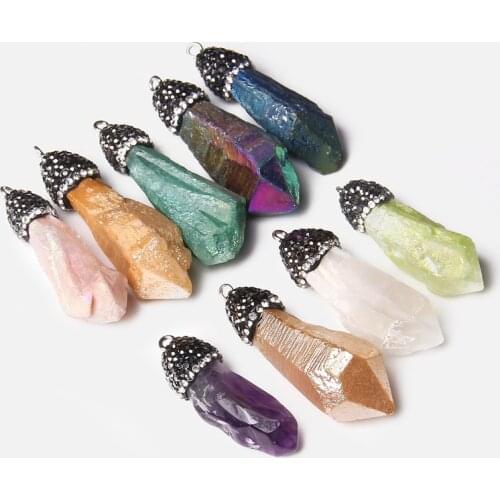 2pcs Natural Amorphous Crystal Pendants CZ Healing Quartz stone Charms For Jewelry Making DIY Necklaces Earrings Accessories