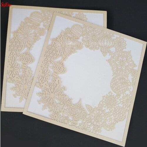 30pcs Wedding Invitations Card Gold Red Laser Cut Luxury Flora Elegant Diamond Lace Favor Wedding Event & Party Supplies 8zSH208