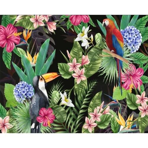 Beibehang Custom wallpaper mural HD Tropical Rain Forest Parrot Leaf Background Wall 3d wallpaper papel de parede papel tapiz