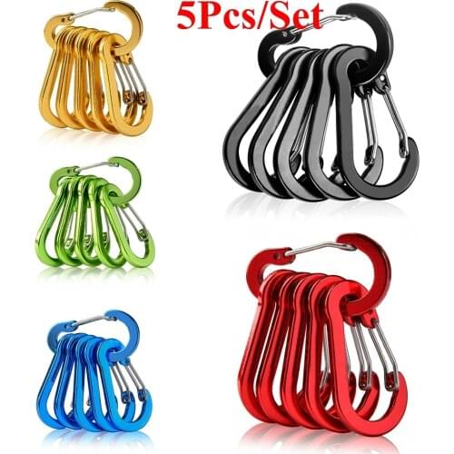 5pcs Tools Carabiner Outdoor Backpack Camping Climbing Booms Fishing Hook Keychain Lock Buckle Snap Clip