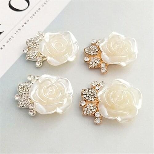 5pcs/lot 24mm*33MM Flower Decorative Rhinestone Buttons For Baby Hair DIY Accessories Dress Crafts Jewelry Accessories