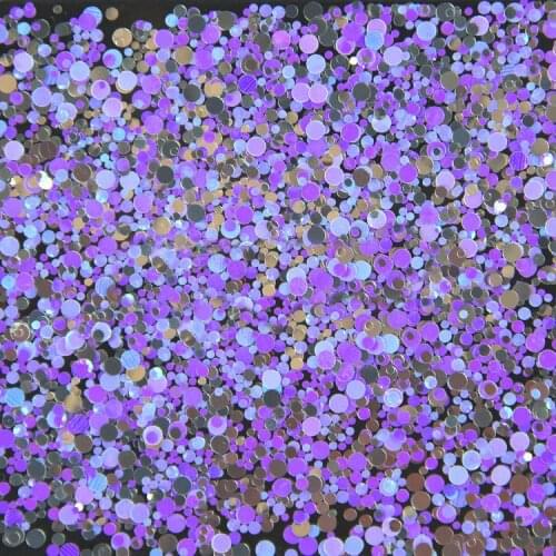 500Gram/lot Round Glitter Purple Silver colors Shiny Metallic Nail Art Resin Slime Decoden Supplies 1mm2mm3mm Mixed YMP-17