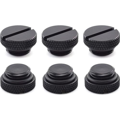 6 Pcs G1/4 INCH Plug Fitting with O-Ring for PC Water Cooling Systems, Black