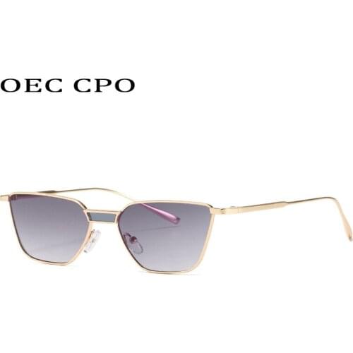 OEC CPO Punk Square Sunglasses Women New Fashion Ladies Small Frame Metal Eyeglasses Vintage Gradient Sun Glasses Female UV400