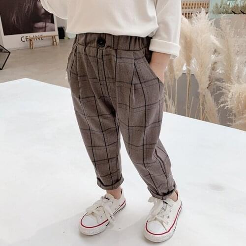 Pants For Girls Plaid Pattern Pants For Girl Spring Autumn Pants For Children Casual Style Childrens Clothing Girl