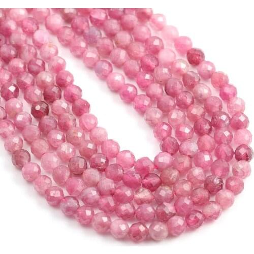 Natural Stone Faceted Rose Tourmaline Small Beads Loose spacer beads for Jewelry Making DIY Necklace Bracelet Accessories