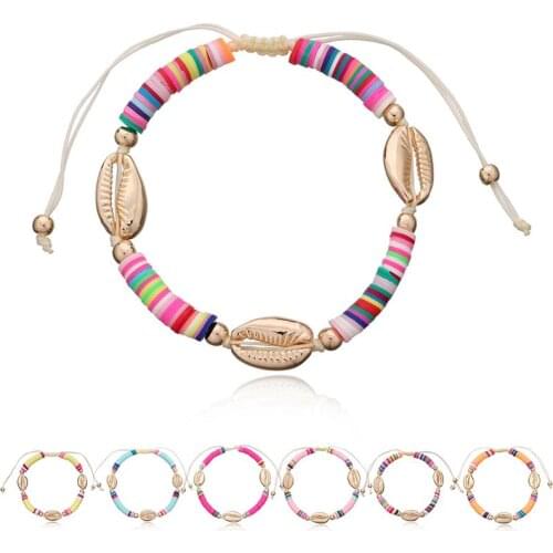 Coxeer 1pc Bohemian Style Beach Shell Decor Anklet Handmade Adjustable Beaded Ankle Bracelet Shell Anklet Jewelry Accessories