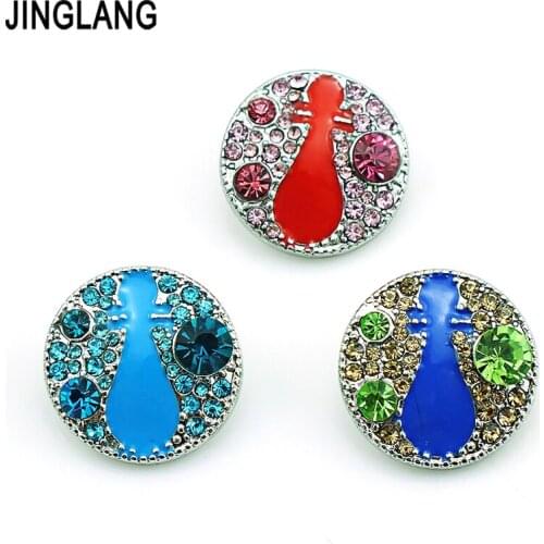 JINGLANG Fashion 3 Color Rhinestone Waterdrop 18mm Snap Button Metal Clasp Button Interchangeable Jewelry Accessories