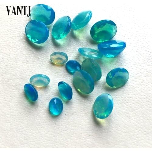VANTJ Real natural blue opal loose gemstones 1PC oval good quality natural precious for silver gold Diy jewelry women gift