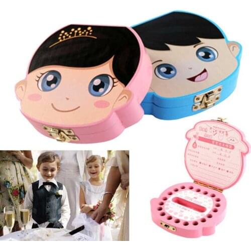 ColourTeeth Box English/French/Russian/Italian/Dutch/Portuga Wooden Milk Teeth Organizer Storage Save Souvenir Case for Kids