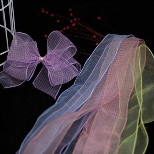 52Yards Grid Printed Organza Lace Ribbon DIY Craft for Packing Bow Garment Sewing Accessory Christmas Gifts Decor Dropshipping