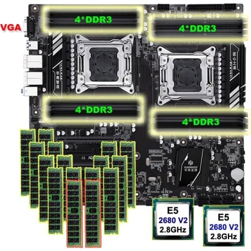 HUANANZHI X79-16D Motherboard with VGA Video Port Dual Xeon Processor E5 2680 V2 Big Brand Memory 512G(16*32G) RECC Buy Computer