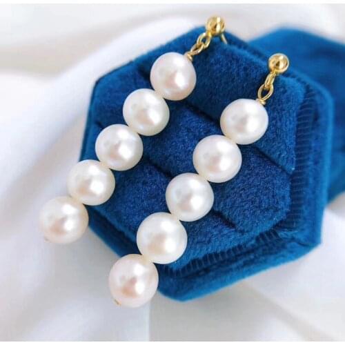 Natural white color round shape real pearl from freshwater oyster handmade earring with 18k gold plating 925 silver pin bridal