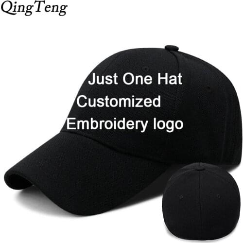 Solid Fitted Cap Custom Logo Baseball Cap Men Text Photo Team Embroidery Bone Cap Fully Sealed Casquette Dad Hat Snapback Caps