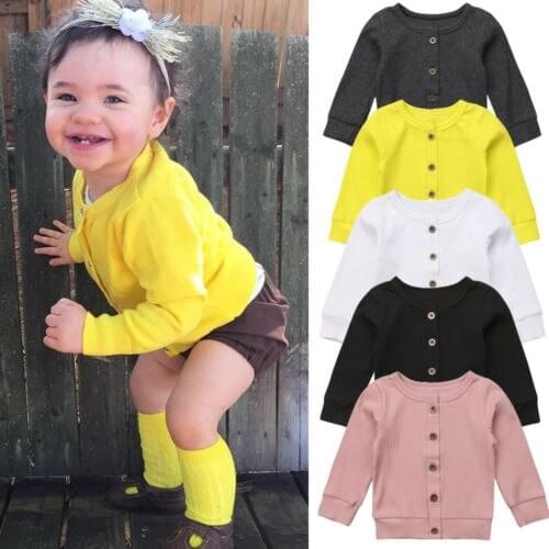 Casual Newborn Infant Baby Girl Long Sleeves Knitted Sweater Cardigan Coat Tops 5 Colour