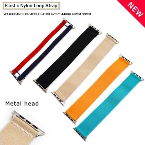 Solo Elastic Nylon Loop Strap 38mm 40mm 17 color Watchband for Apple Watch 42mm 44mm for iwatch 65/4/3 2 Man Women Watch bracele