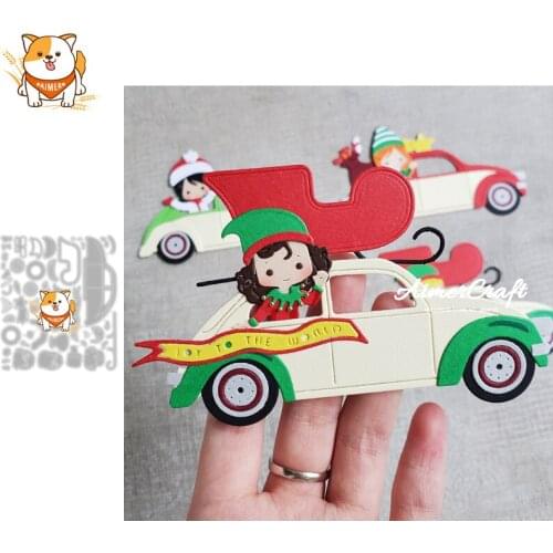 Christmas Car Metal Cutting Dies Mold Knife Scrapbooking Stencil DIY Embossing Craft Die Cuts Card Making New Dies For 2021