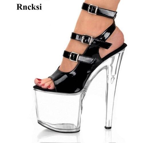 Rncksi New Dress sandals Women Shoes Sexy Straps platform 20cm high heels Night clubbing Girls Pole Dance Sandals Shoes