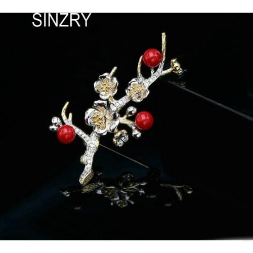 SINZRY NEW Cubic zirconia flower vintage brooches lady elegant suit jewelry accessory