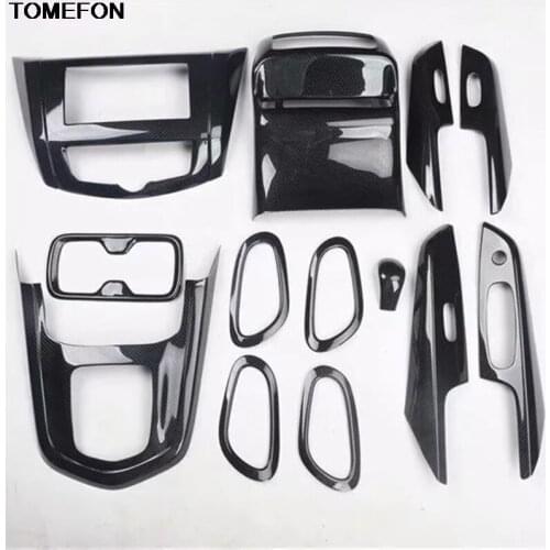 TOMEFON For For Nissan Terra 2018 ABS Carbon Fiber Inner Door Handle Window Switch Gear Shift Panel Interior Trim