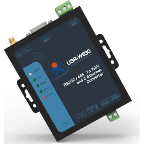 USR-W630 Industrial Serial To WiFi and Ethernet Converter, Two ports, RS232 RS485