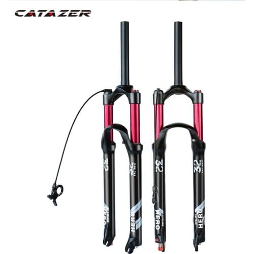 Catazer MTB Black Travel 120mm Mountain Bike Air Fork 26 27.5 29 Inch Bicycle Suspension Magnesium Alloy Mountain Bike Fork