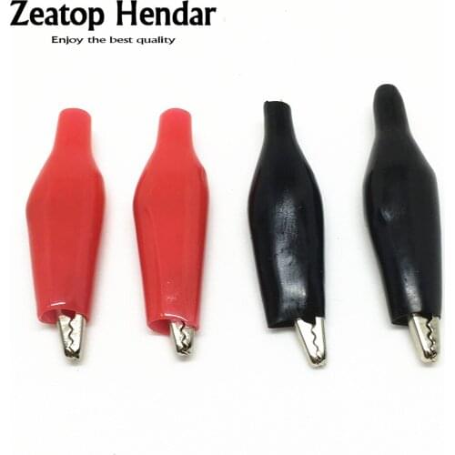 100Pcs Soft Plastic Boot Metal Alligator Clip Crocodile Electrical Clamp for Testing Probe Meter 27MM Black and Red