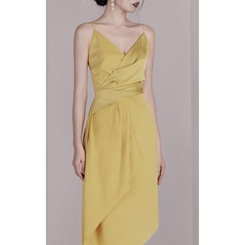 2021 New Sexy V Neck Summer Dress Women Spaghetti Strap Sleeveless Backless Asymmetry Long Dresses Fashion Lady Vestido