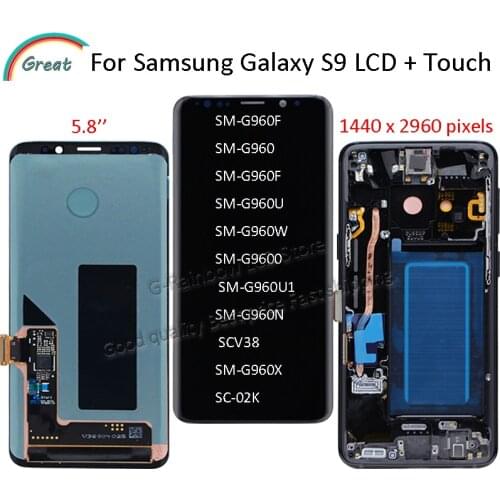 5.8'' AMOLED For Samsung Galaxy S9 LCD Display with Frame G960F G960F/DS G960U G960W G9600 Pantalla Touch Panel Screen Digitizer