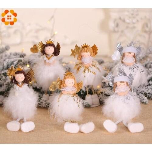 1PC White Angel Christmas Cute Doll Pendant Ornaments Xmas Tree Ornaments For Home Christmas Party Kids Girls Gifts Decoration