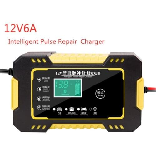 New! 12V 6A Intelligent Car Motorcycle Battery Charger For Auto Moto Lead Acid AGM Gel VRLA Smart Charging Digital LCD Display