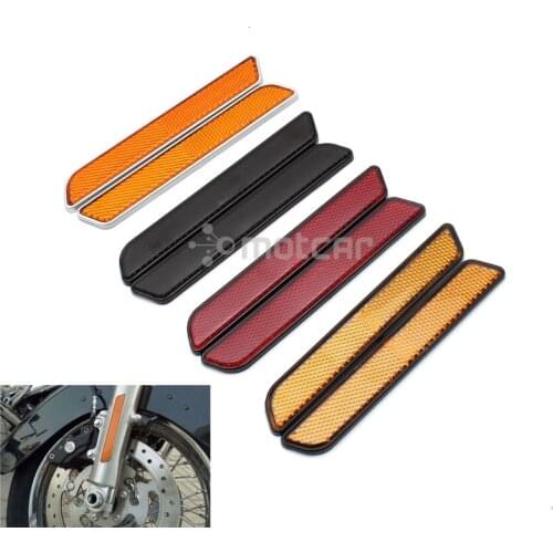 2pcs Motorcycle Front Fork Leg Reflectors Shock Case Sticker Warning for Harley Dyna Fatboy Softail Lower Leg Slider Protector