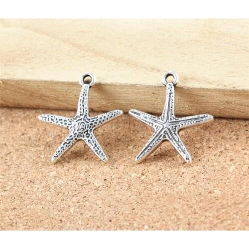 20pcs/lot 20x19mm Antique Silver Plated Starfish Pendant Making Bracelet Necklace DIY Handmade Jewelry Accessories