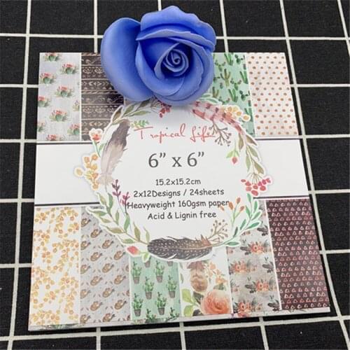 24 pages of 6*6 cactus flower series handmade paper-cut DIY creative scrapbook