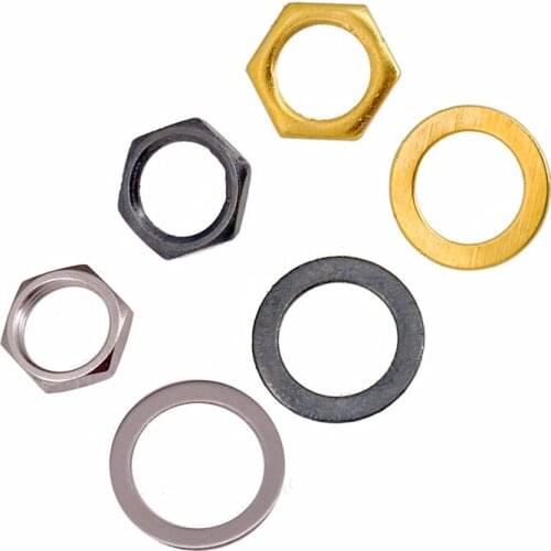 3sets 3/8" Electric Bass Guitar Input Output Jack Hexagon Nuts Washe Gasket Socket Silver Gold Black Guitar Accessories