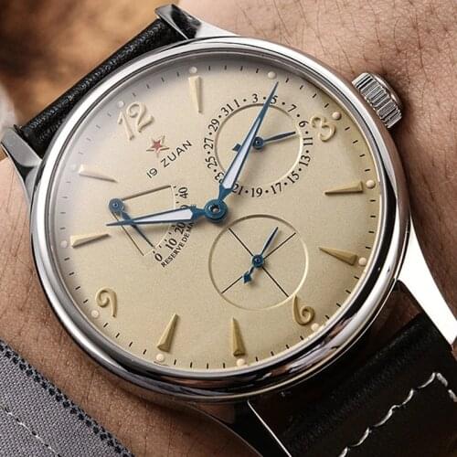 40mm Super Luminous 1963 Men Automatic Mechanical Watch 1780 Seagull-Movt Calendar Army Mens Pilot Wristwatches Diaplay Caseback