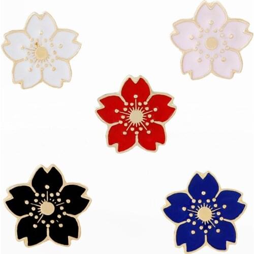 5 Color Beautiful Cherry Blossom Sakura Brooch Drip Badge Silk scarf Buckle Women Jewelry Uniform Clothes Bag Accessories