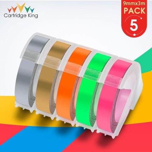 5PK 3D Embossing Tape 9mm Compatible for Dymo Label Maker Typewriter Motex E101 E303 DIY Labeling Tape Strong Adhesive Ribbon