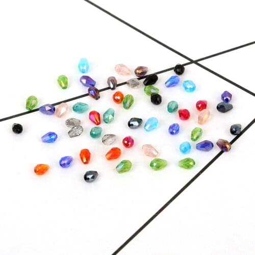 New 3x5mm Approx100Pcs Water Drop Crystal Beads Bicone Crystal Beads Glass Beads Loose Spacer Beads DIY Jewelry Making Wholesale