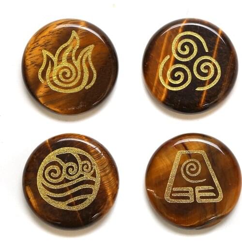 4pcs Natural Crystal Bead Decoration Ancient Greek Four-element Water Mountain Fire Earth Symbol Stone New DIY Jewelry Making