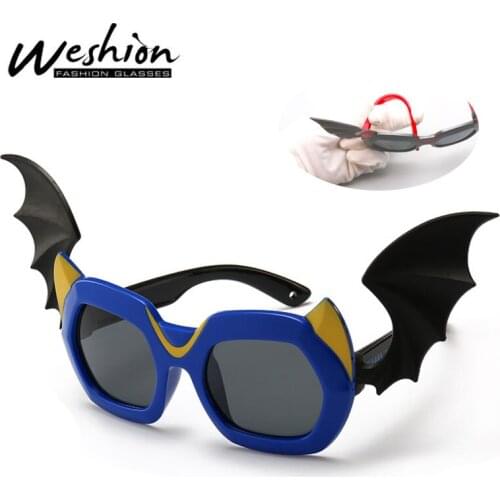 Kids Cartoon Sunglasses Polarized Little Devil Retro Eyeglasses TR90 Safety Frame With Wing Glasses Children Shades UV400