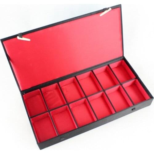Length32Cm*width16*height5cm Chinese Handmade Classic Silk Rectangle12Squares Jewelry Box Compartment Gift box