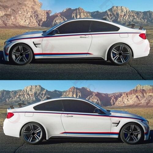 For-BMW M Sport F20 F30 F10 F23 F45 F34 F80 E90 E82 F32 F82Tricolor Stripes PERFORMANCE Car Waist Lines Sticker Door Side Decal